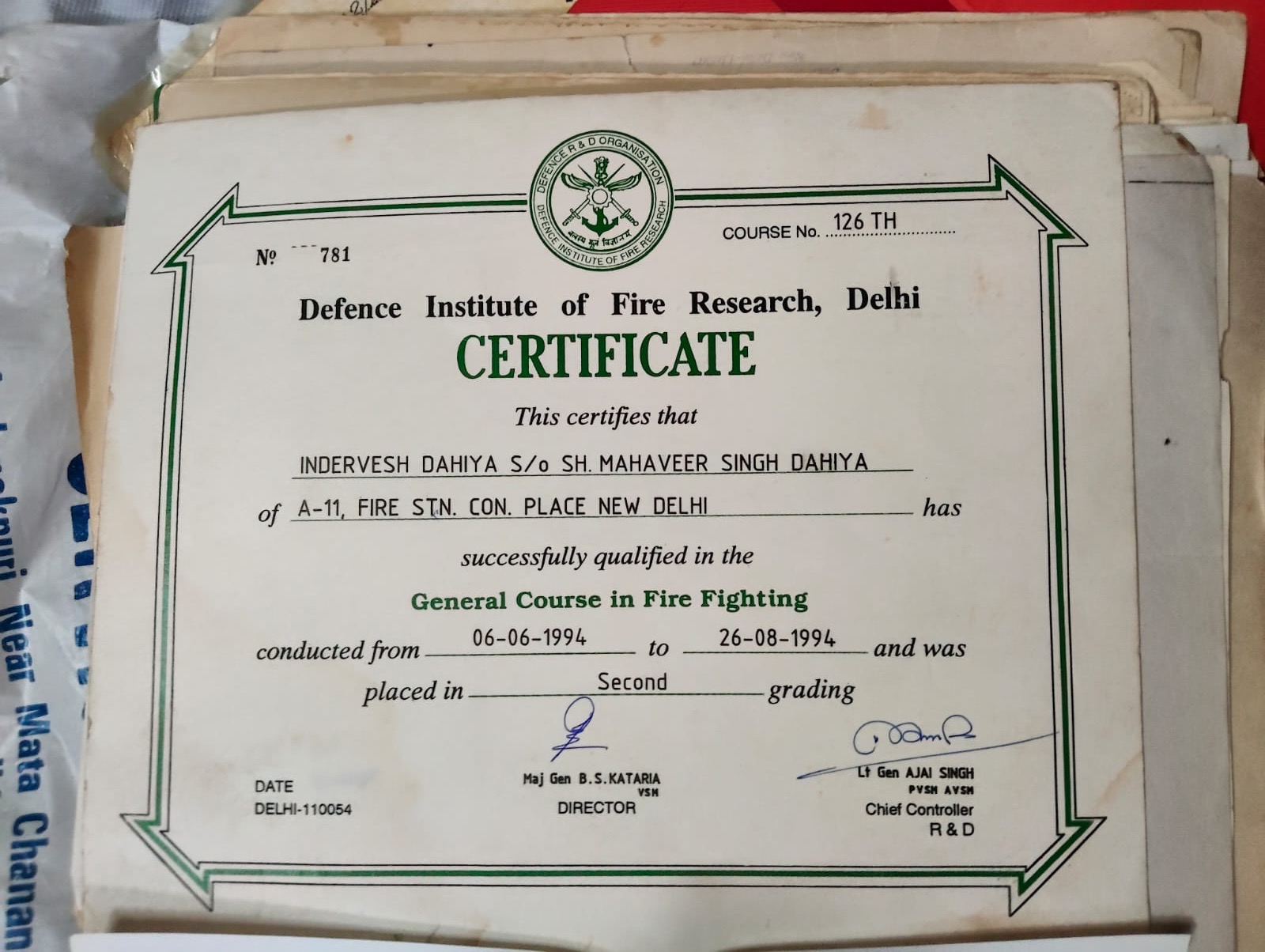 Govt. Approved Fire Fighting Certificate